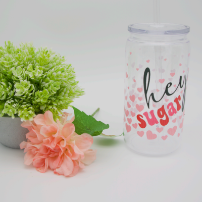 Oopsie - Hey Sugar Becher | 16OZ Becher mit Deckel und Strohhalm