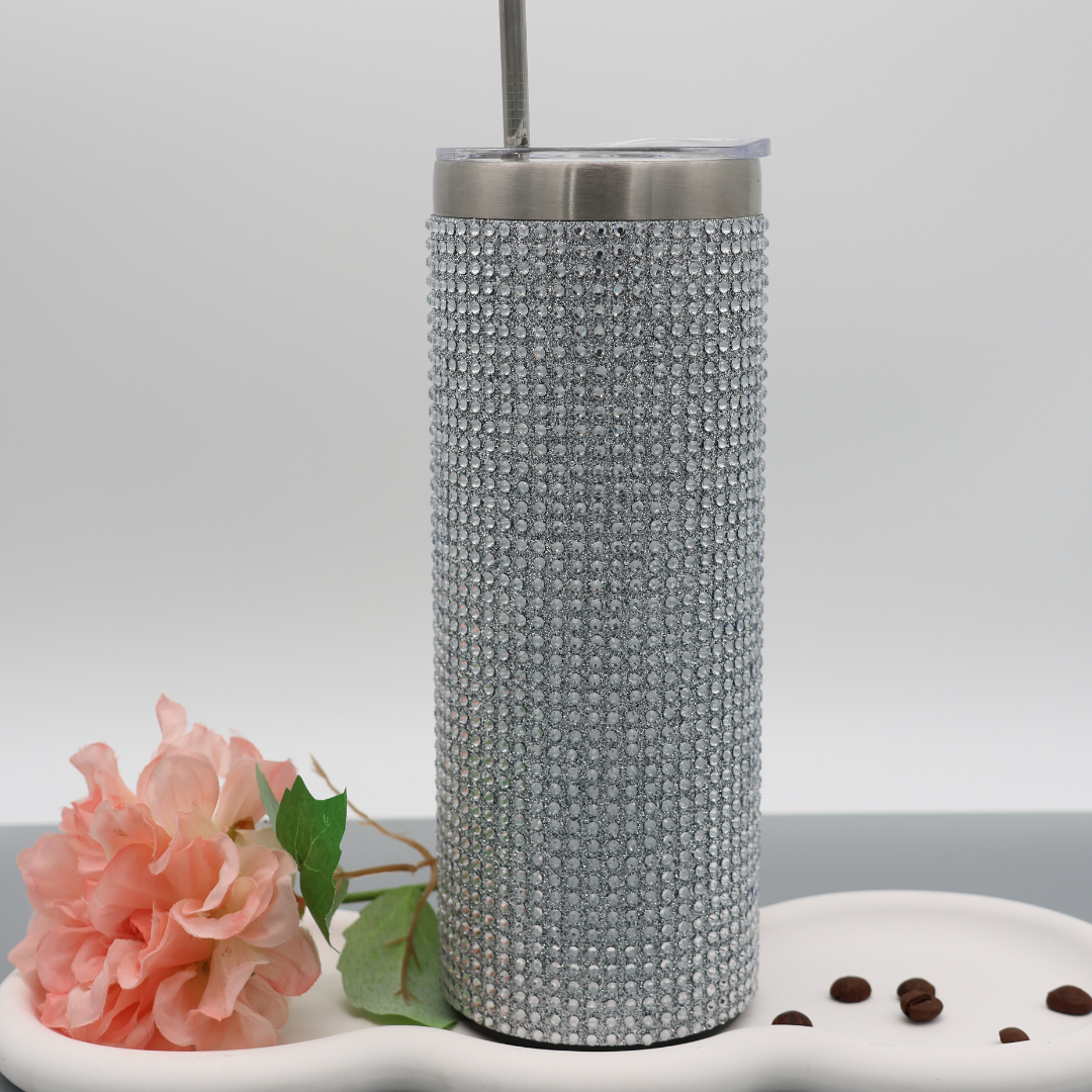 Strassstein Tumbler | silber | Edelstahl Tumbler | Edelstahl Thermobecher
