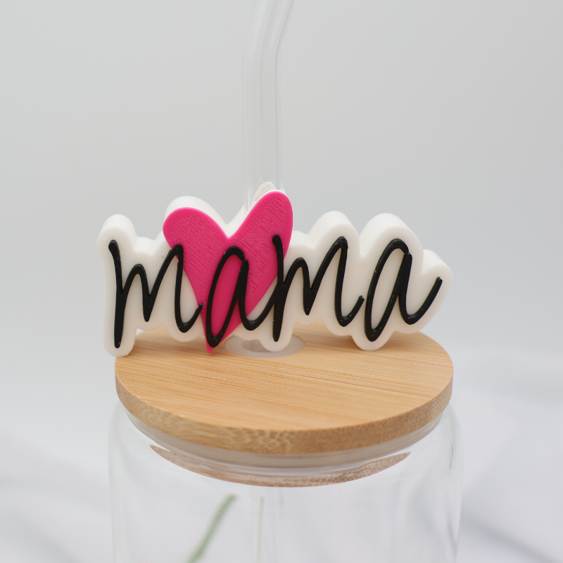 Mama Glitzerbecher Deko Set - 3D - PLA (3 Topper/ 100 Stk Mini Elemente)