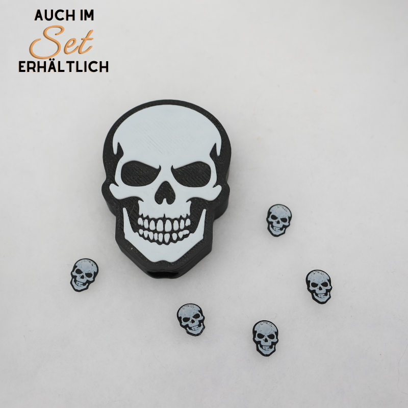 Totenkopf Glitzerbecher Deko Set - 3D - PLA (3 Topper/ 100 Stk Mini Elemente)