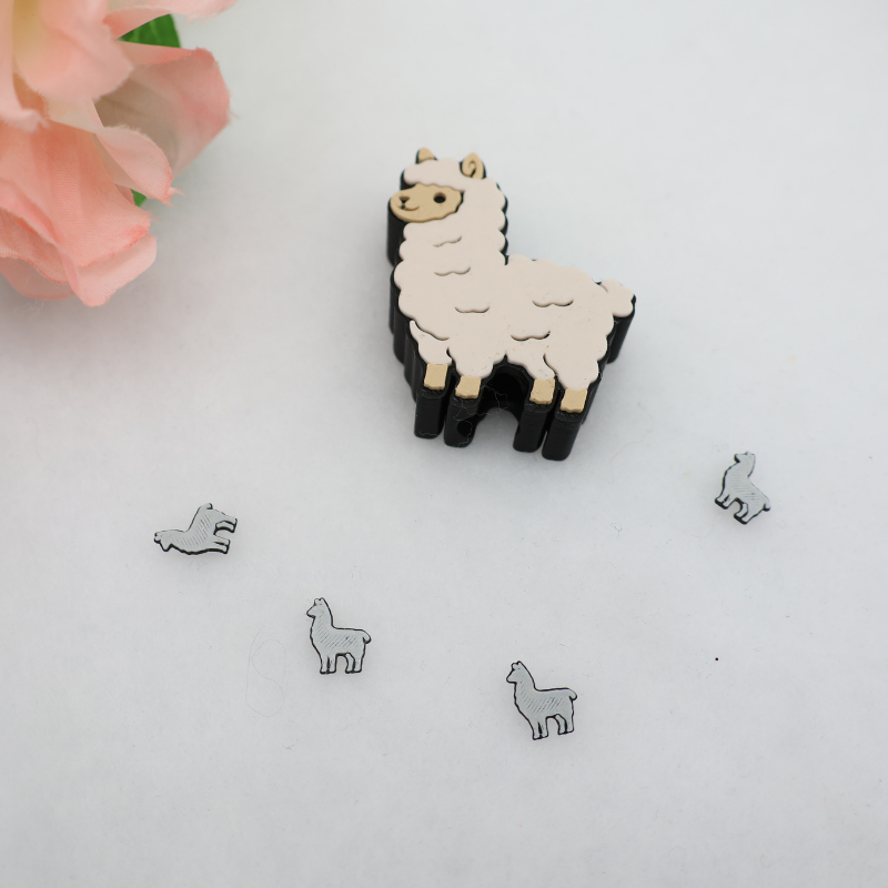 Lama Glitzerbecher Deko Set - 3D - PLA (3 Topper/ 100 Stk Mini Elemente)