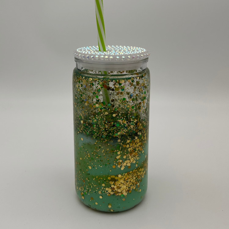 Resin Glitzer Lava Becher 590ml | Lava Becher mit Deckel und Strohhalm