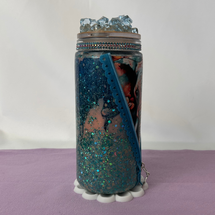 Reißverschluss Elefanten Becher 590ml | Lava Becher mit Deckel und Strohhalm