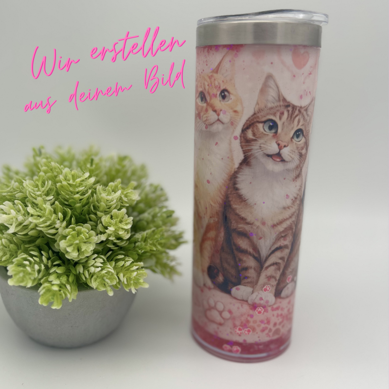 DEIN persönlicher Sublimations Glitzerbecher | personalisierter Becher mit Wunschmotiv und Glitzer