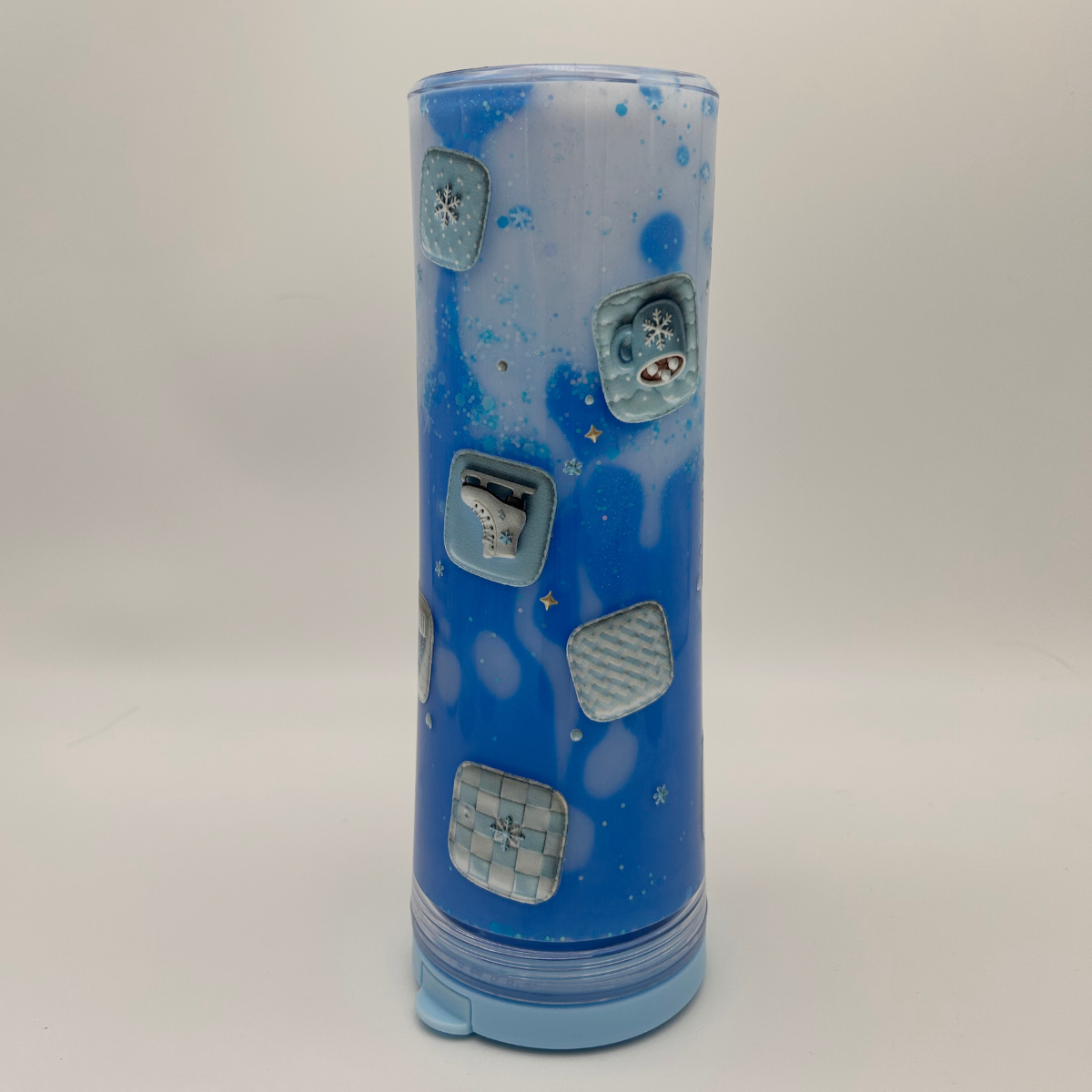 Winter Kachel Becher 600ml | Lava Becher mit Deckel und Strohhalm