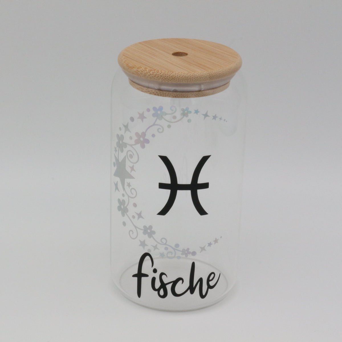 Sternzeichen | Schimmer | Trinkglas 460 ml | Strohhalm + Deckel