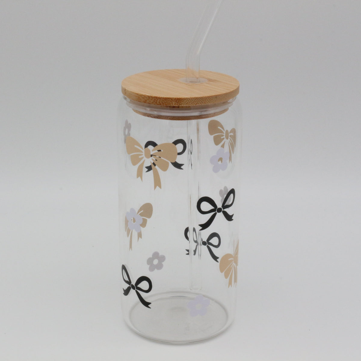 Schleifen | Trinkglas 500 ml | Strohhalm + Deckel