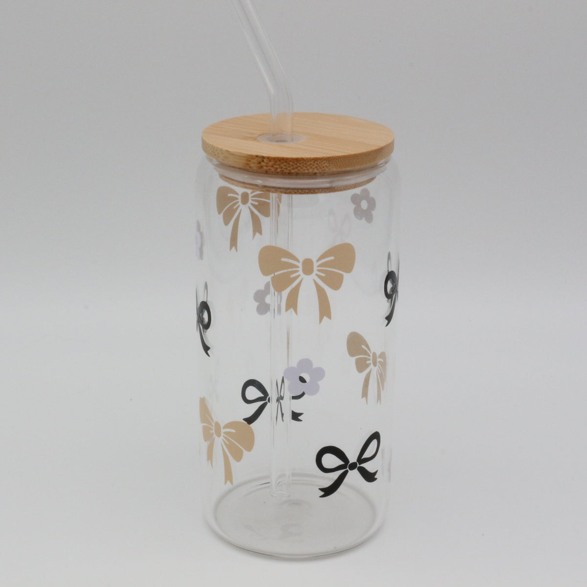 Schleifen | Trinkglas 500 ml | Strohhalm + Deckel