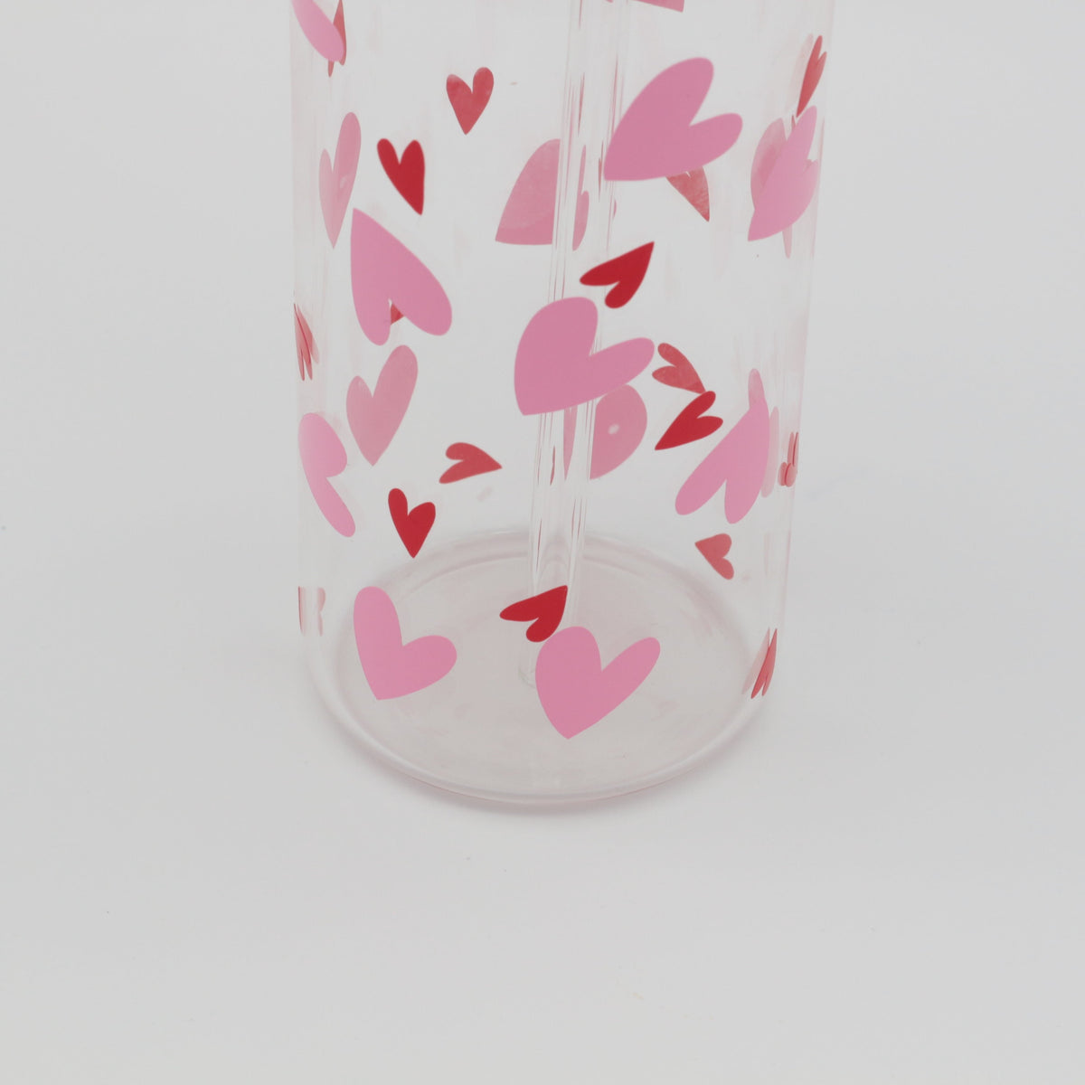 Glas mit Strohhalm und Deckel 500ml - Hearts