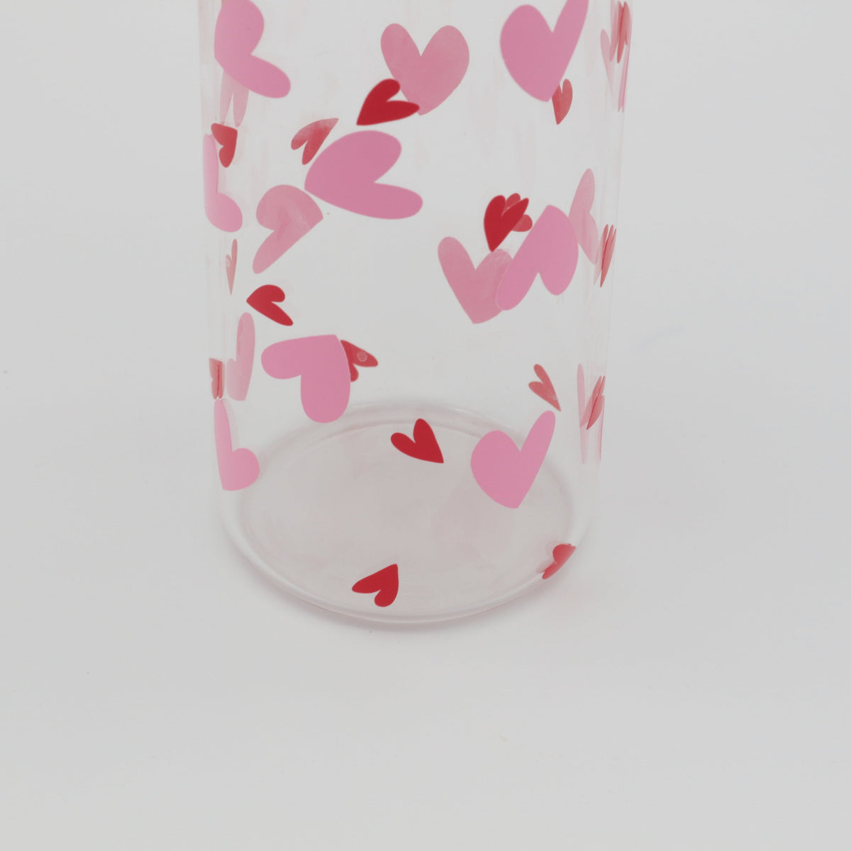 Glas mit Strohhalm und Deckel 500ml - Hearts