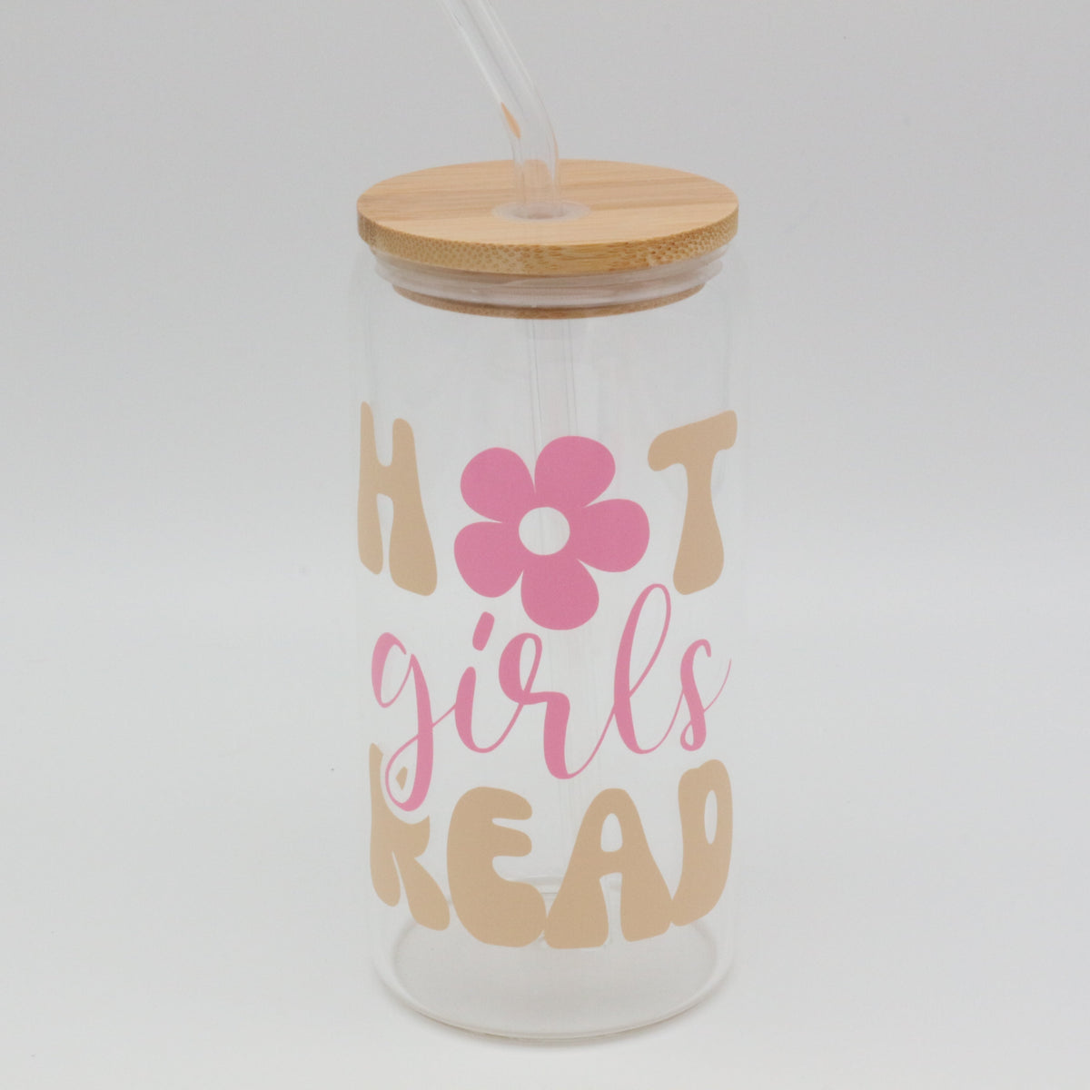 Hot Girls Read | Trinkglas 500 ml | Strohhalm + Deckel