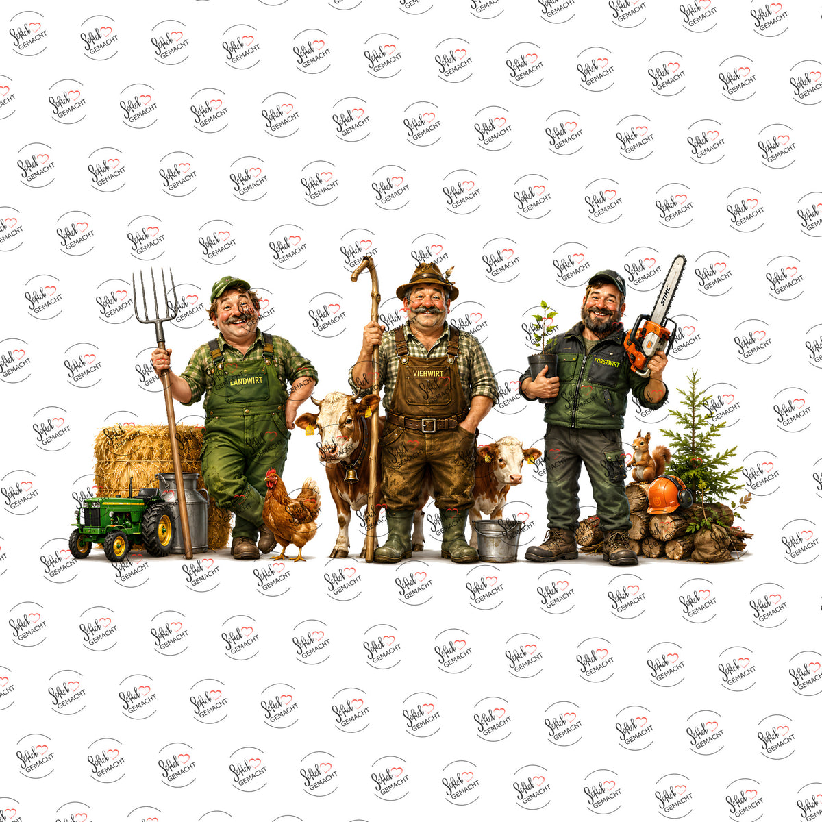 Landwirte bei der Arbeit als Rub-on-Sticker, einzeln