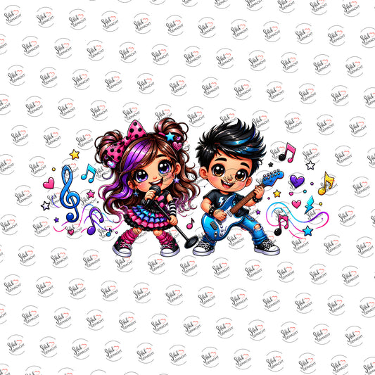 Kleine Rockband als Rub-on-Sticker, einzeln