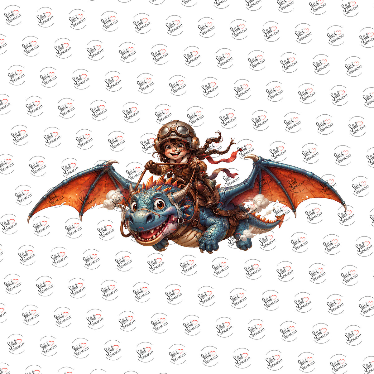 Drachenreiter als Rub-on-Sticker, einzeln