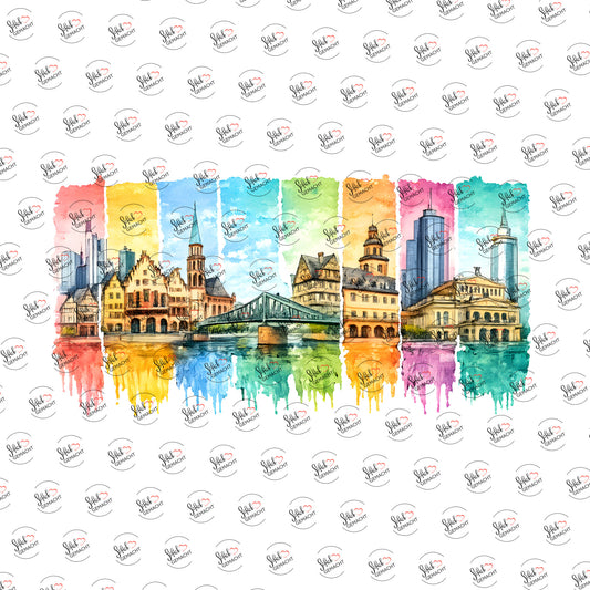 Frankfurt in Aquarell als Rub-on-Sticker, einzeln