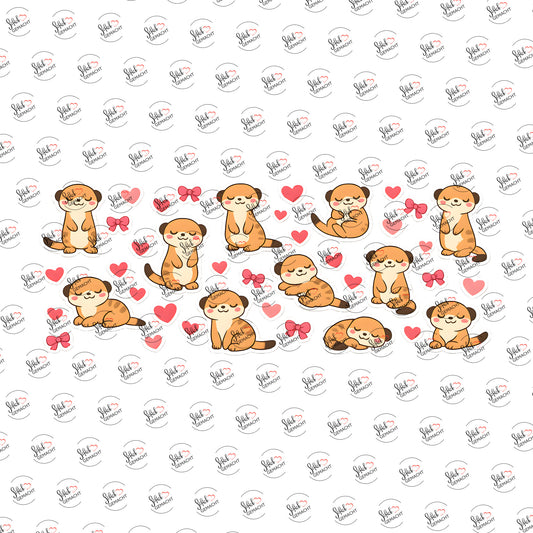 Erdmännchen mit Herzen als Rub-on-Sticker, einzeln