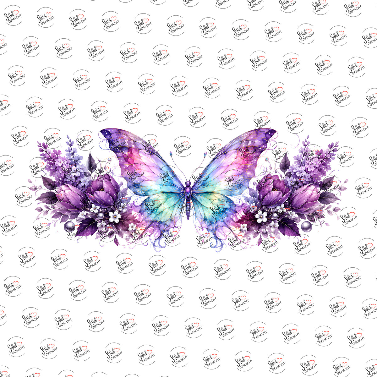 Schmetterling im Flieder als Rub-on-Sticker, einzeln