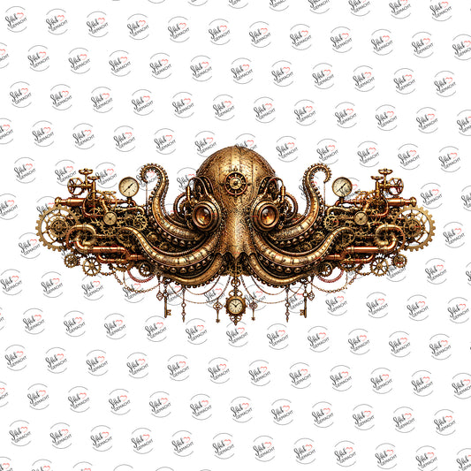 Steampunk-Krake als Rub-on-Sticker, einzeln