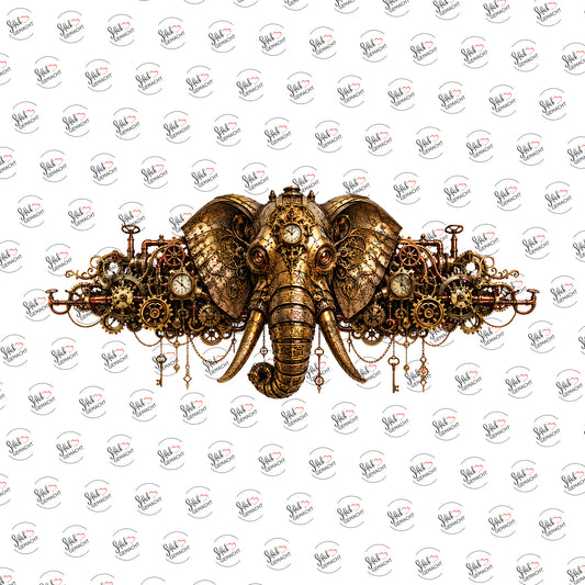 Steampunk-Elefant als Rub-on-Sticker, einzeln
