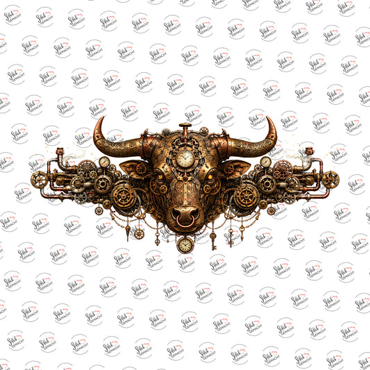 Steampunk-Stier als Rub-on-Sticker, einzeln
