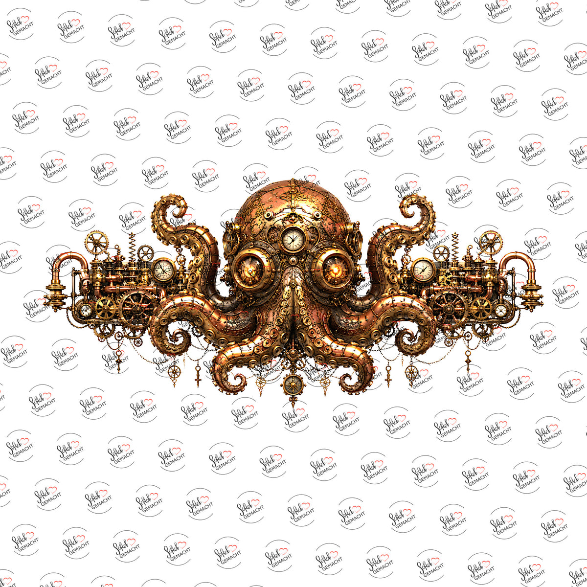 Steampunk-Oktopus als Rub-on-Sticker, einzeln