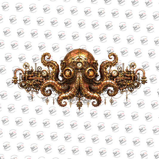 Steampunk-Oktopus als Rub-on-Sticker, einzeln