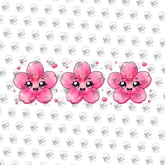 Kirschblüten mit Gesicht als Rub-on-Sticker, einzeln