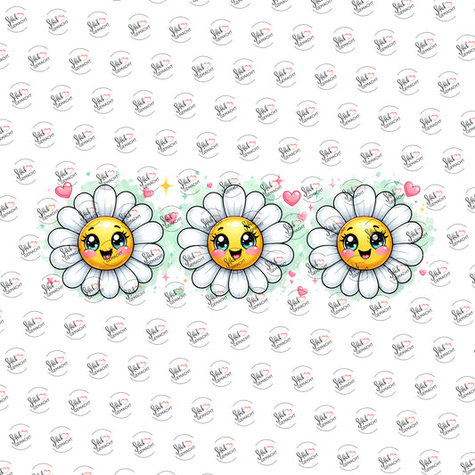 Gänseblümchen mit Gesicht als Rub-on-Sticker, einzeln