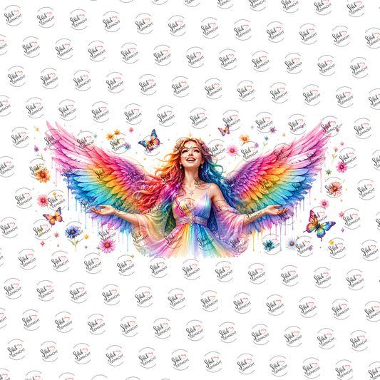 Regenbogenengel als Rub-on-Sticker, einzeln