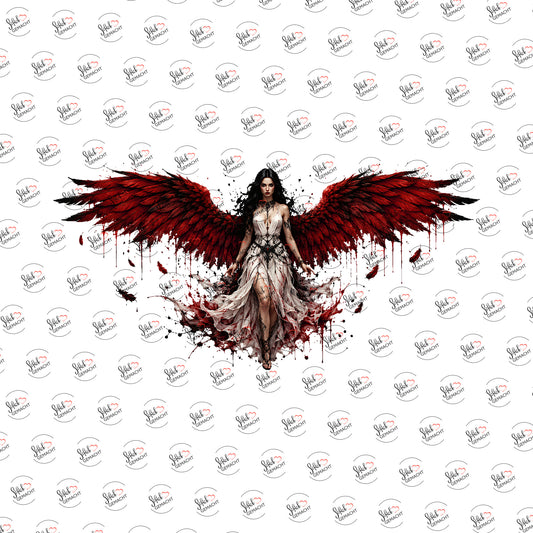 Engel in Blutrot als Rub-on-Sticker, einzeln