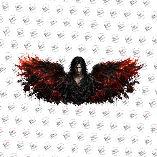 Dunkler Engel in Rot als Rub-on-Sticker, einzeln