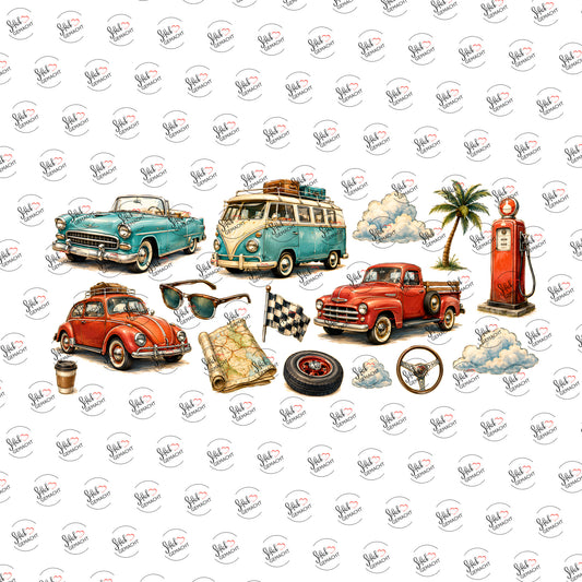 Oldtimer-Sammlung als Rub-on-Sticker, einzeln