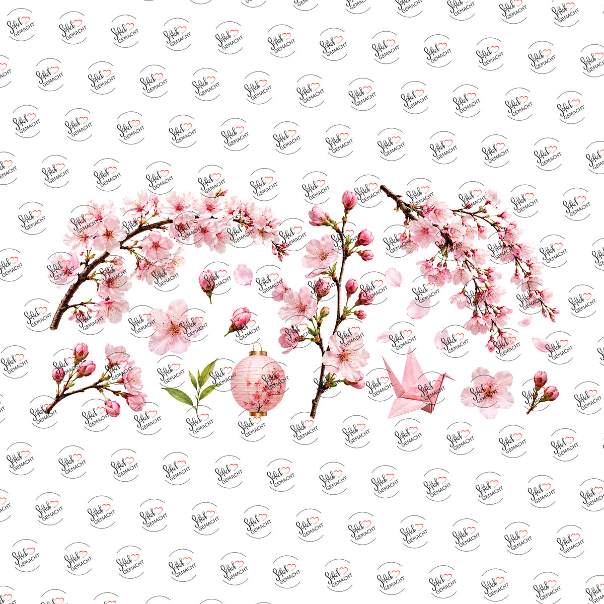 Zarte Kirschblüten als Rub-on-Sticker, einzeln