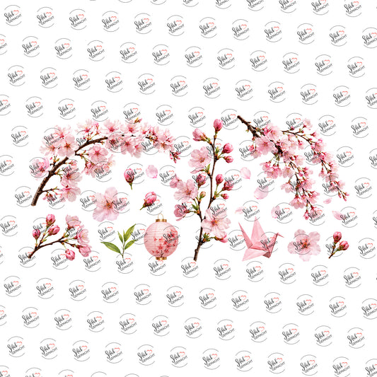 Zarte Kirschblüten als Rub-on-Sticker, einzeln