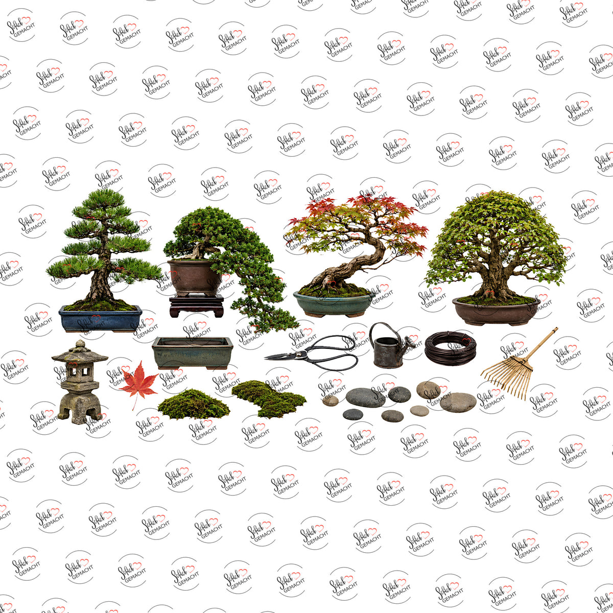 Bonsai-Sammlung als Rub-on-Sticker, einzeln