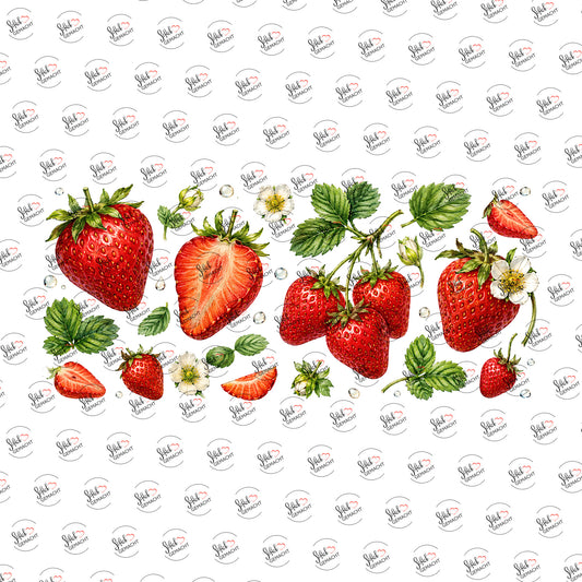 Erdbeeren in Aquarell als Rub-on-Sticker, einzeln