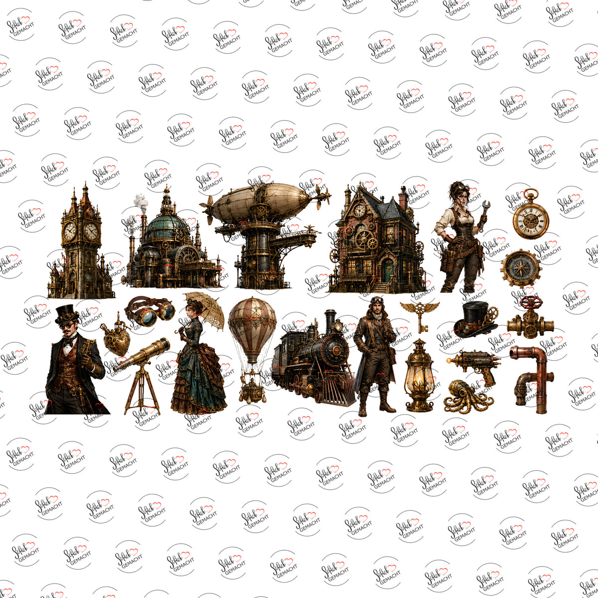 Steampunk-Abenteuer als Rub-on-Sticker, einzeln
