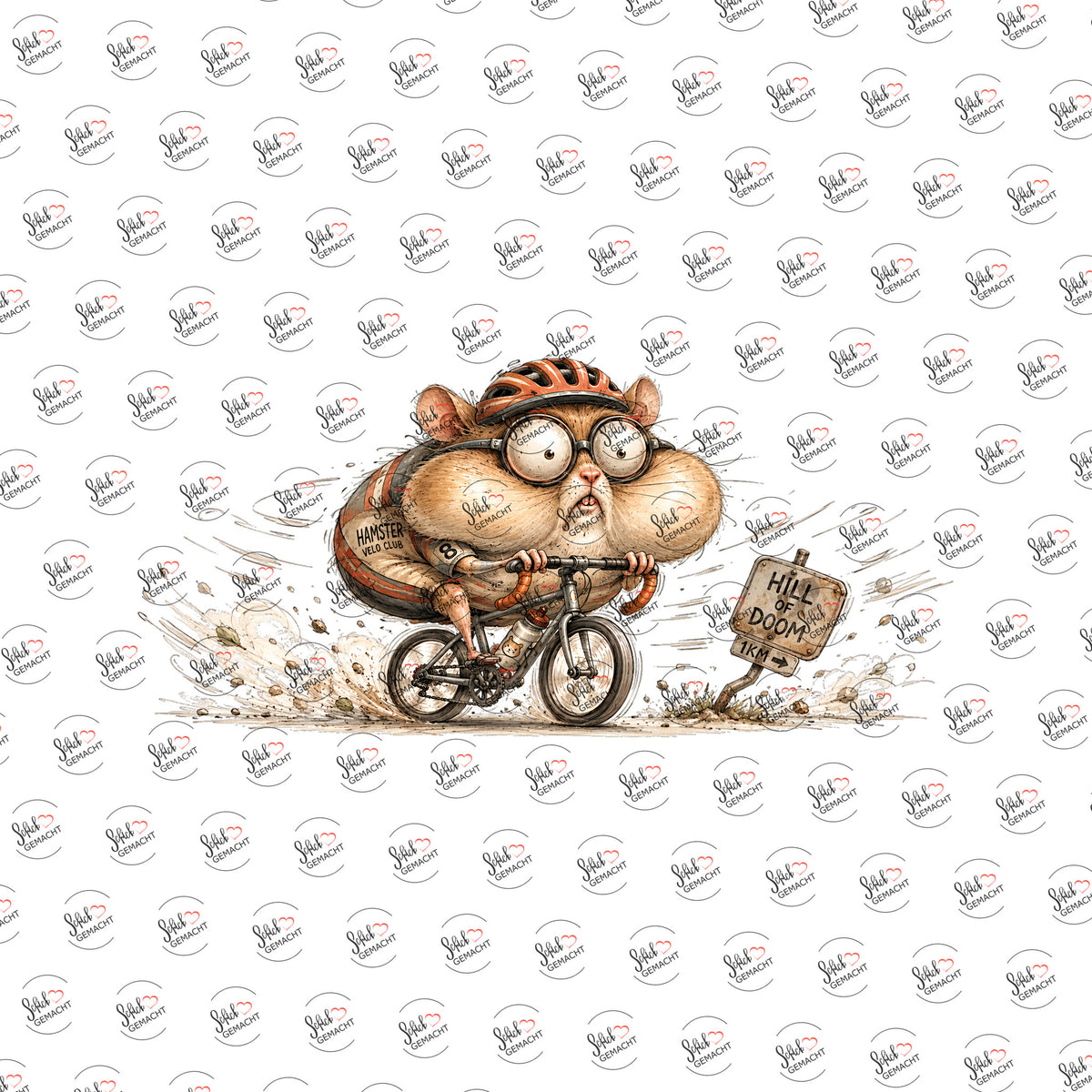 Hamster auf dem Fahrrad als Rub-on-Sticker, einzeln