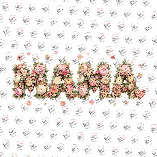 MAMA in Blüten als Rub-on-Sticker, einzeln