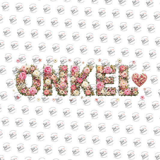 ONKEL in Blüten als Rub-on-Sticker, einzeln