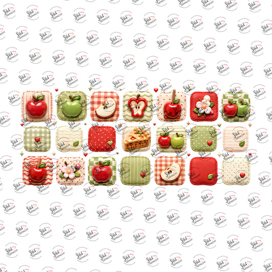 Apfel-Kachelmuster als Rub-on-Sticker, einzeln