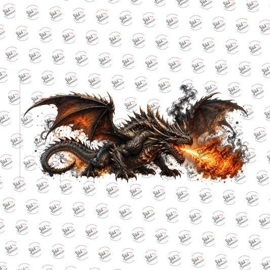 Feuerdrache in Bronze als Rub-on-Sticker, einzeln