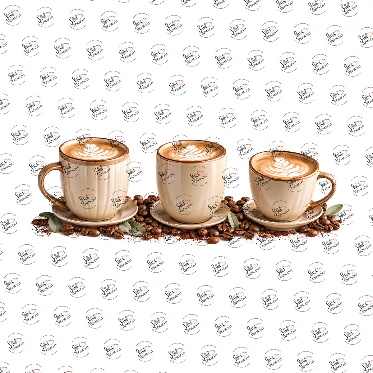 Latte macchiato im Trio als Rub-on-Sticker, einzeln