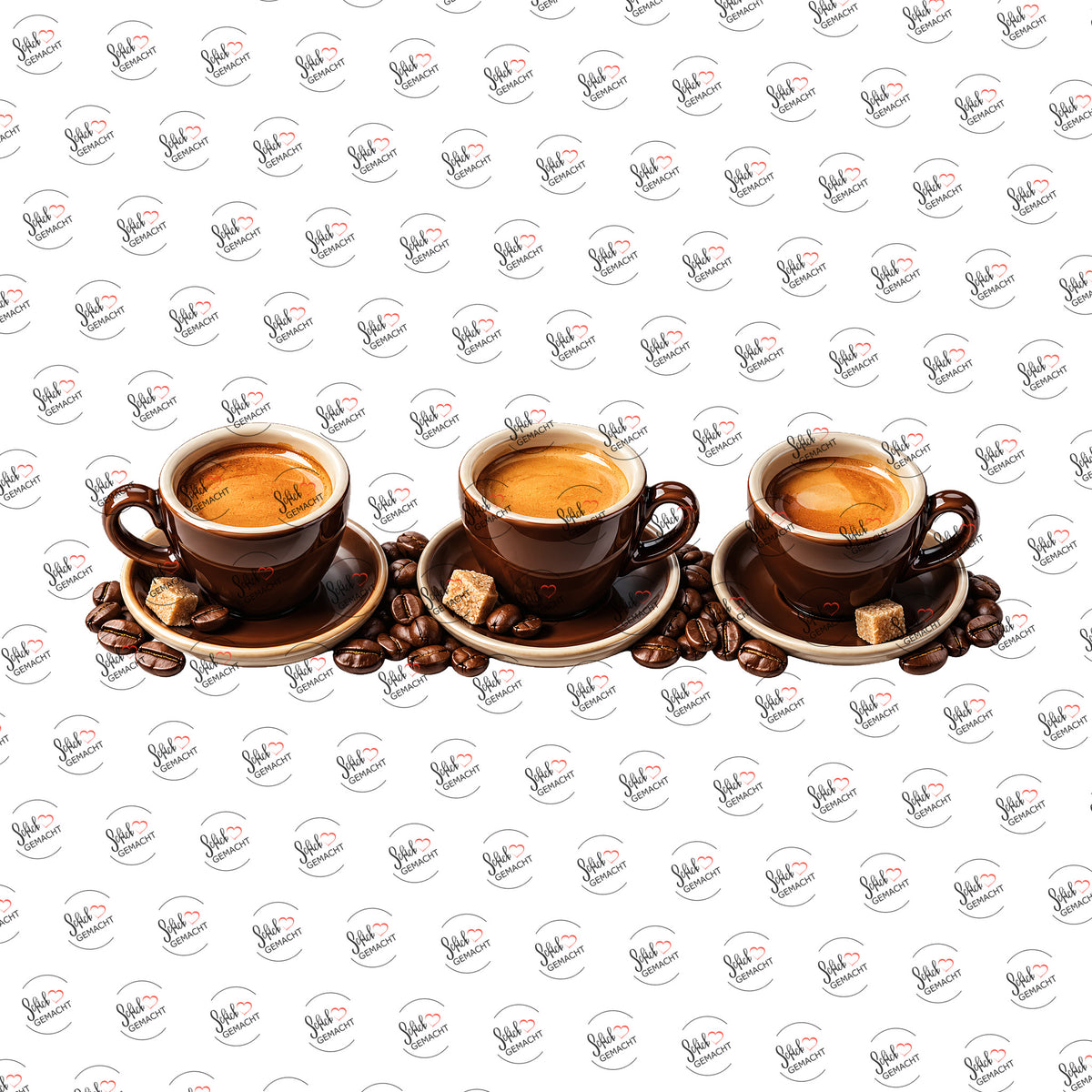 Espresso mit braunem Zucker als Rub-on-Sticker, einzeln