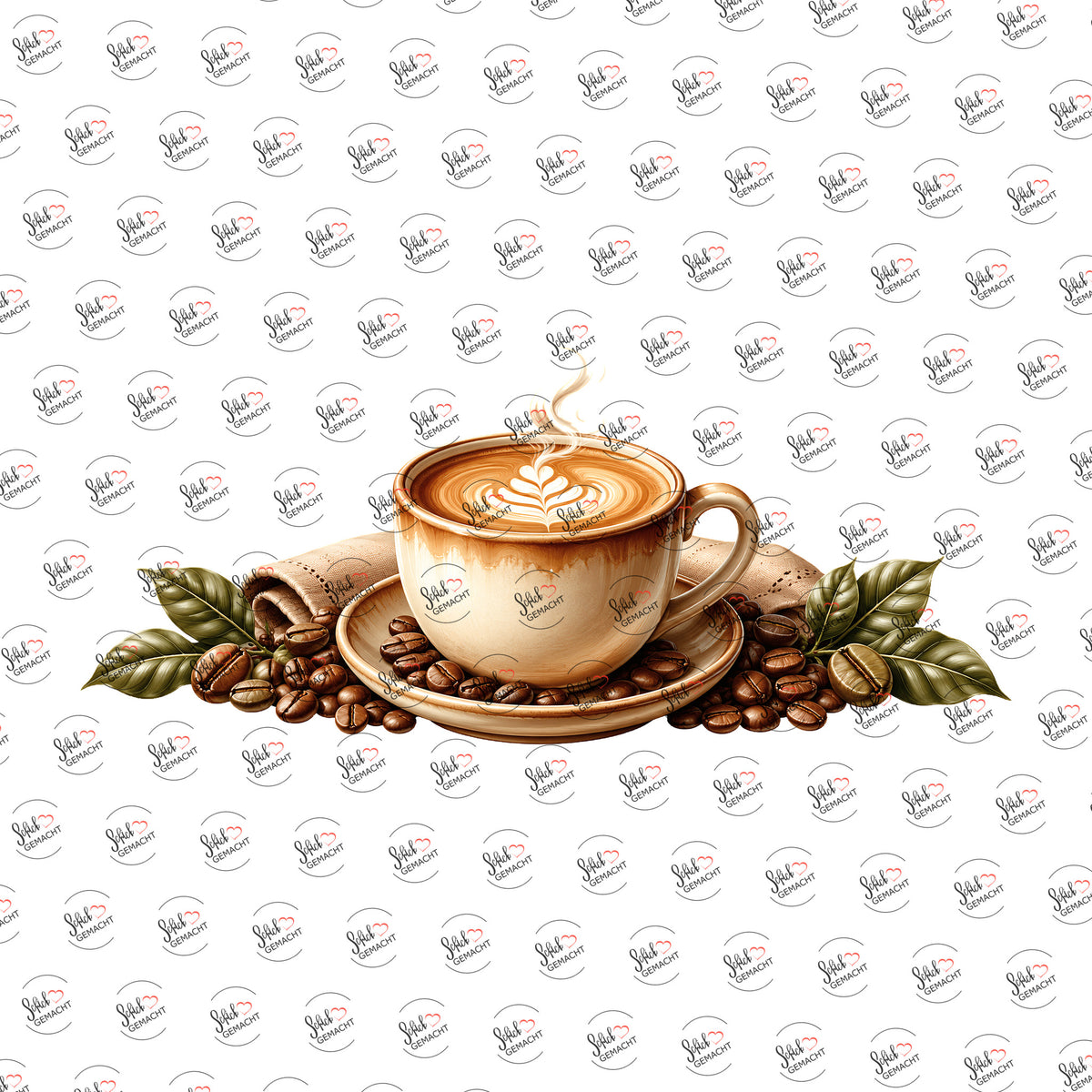 Latte Art auf dem Tisch als Rub-on-Sticker, einzeln