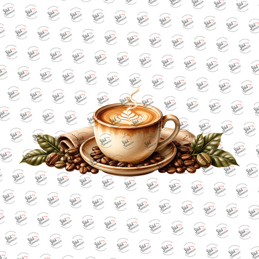 Latte Art auf dem Tisch als Rub-on-Sticker, einzeln