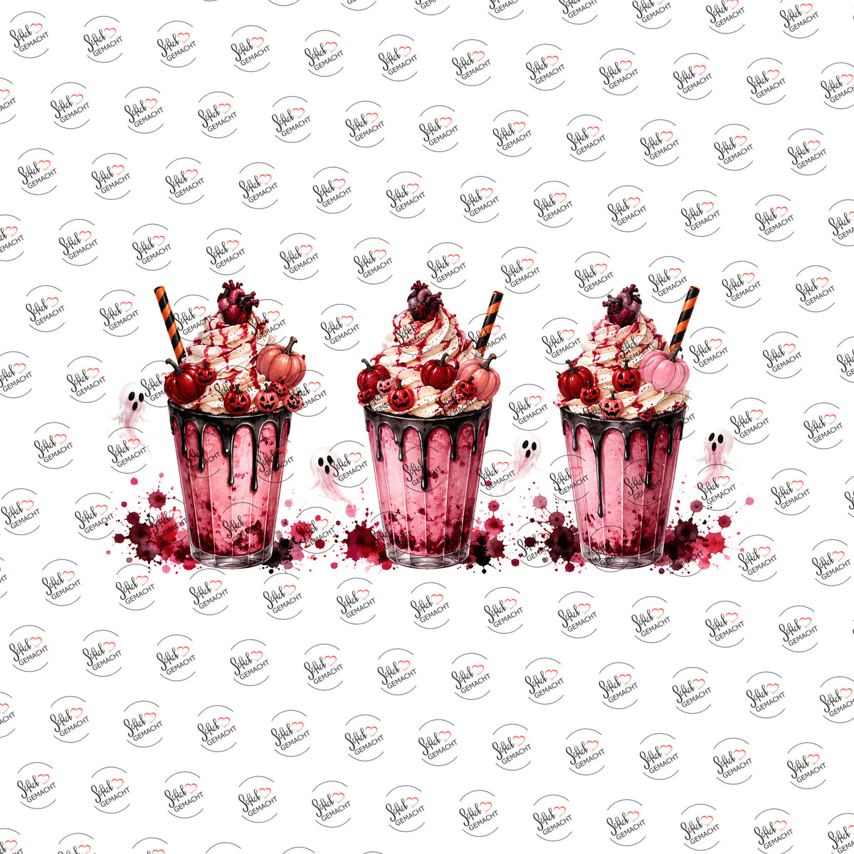 Blutige Milchshakes als Rub-on-Sticker, einzeln
