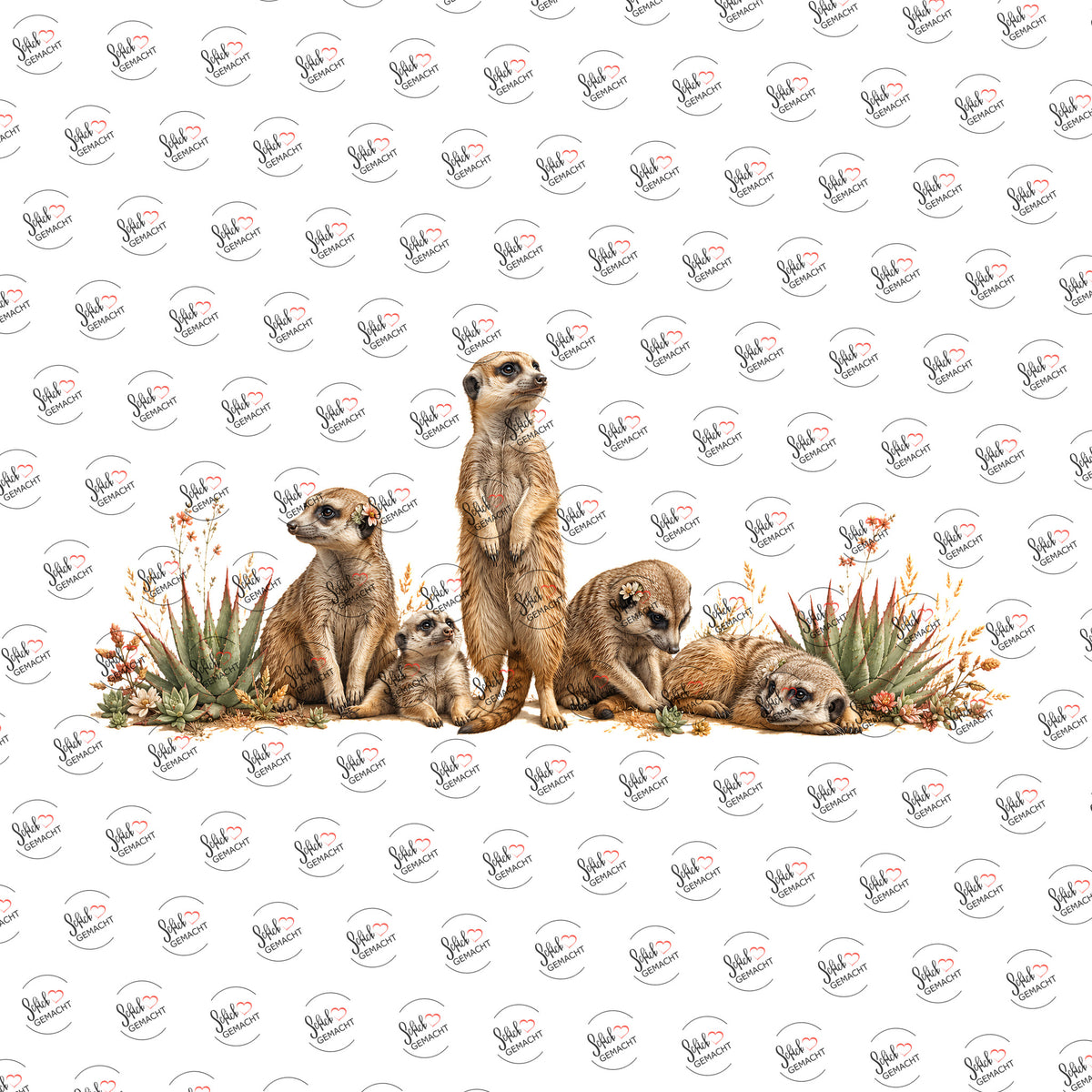 Erdmännchen in der Steppe als Rub-on-Sticker, einzeln