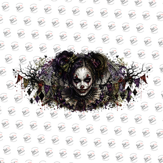 Clown mit Zöpfen als Rub-on-Sticker, einzeln