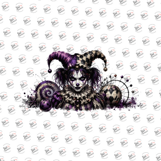 Harlekin in Lila als Rub-on-Sticker, einzeln